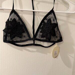 Luxxel Black Floral Lace Bralette